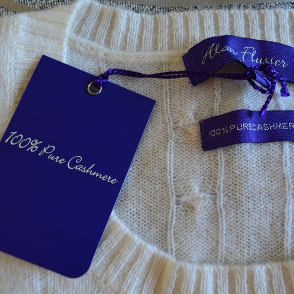 Alan Flusser Cable Knit Cashmere Crewneck Sweater XXL - Picture 2 of 3